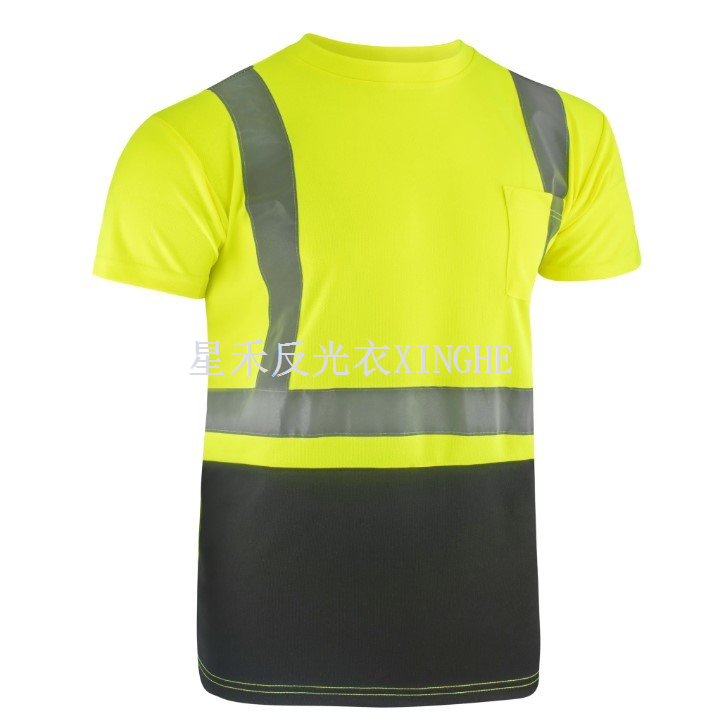 उच्च दृश्यता परावर्तक सुरक्षा लघु आस्तीन